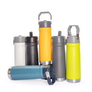 Garrafa Squeeze Térmica 630 e 700ml Mod Similar Inox Parede Dupla, Canudo e Bico Flip S89040 Sb89040