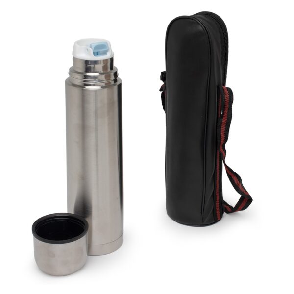 Garrafa Térmica Inox 750ml com Capa Couro Sintetico S71110