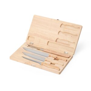Kit Churrasco 4 Peças Inox e Madeira de Bambu com Estojo S74310