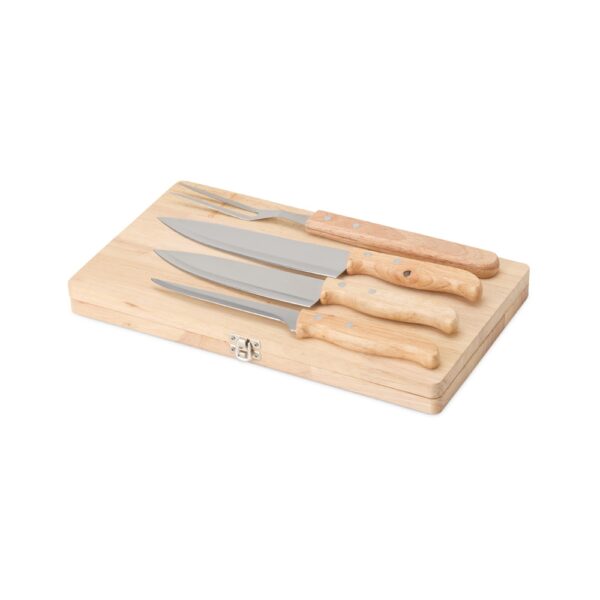 Kit Churrasco 4 Peças Inox e Madeira de Bambu com Estojo S74310 - Image 3