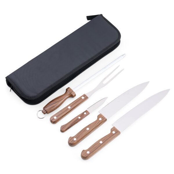 Kit Churrasco 5 Peças Inox e Madeira Bambu com Estojo S61080  - Image 2