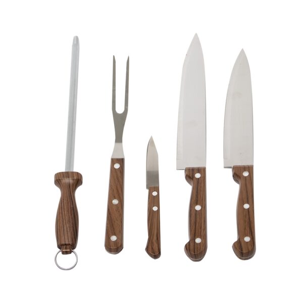 Kit Churrasco 5 Peças Inox e Madeira Bambu com Estojo S61080  - Image 3
