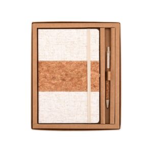 Conjunto Executivo Caderno Moleskine A5 Linho e Caneta Cortiça e Palha de Trigo com Estojo Presente S59080