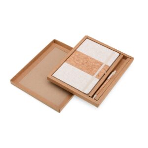 Kit Executivo Caderno Moleskine Linho A5 e Caneta em Cortiça e Palha de Trigo com Estojo p-Presente S59080