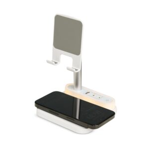Carregador de Celular USB Base de Carregamento Via Indução ou Cabo Suporte Celular e Luminária S00080