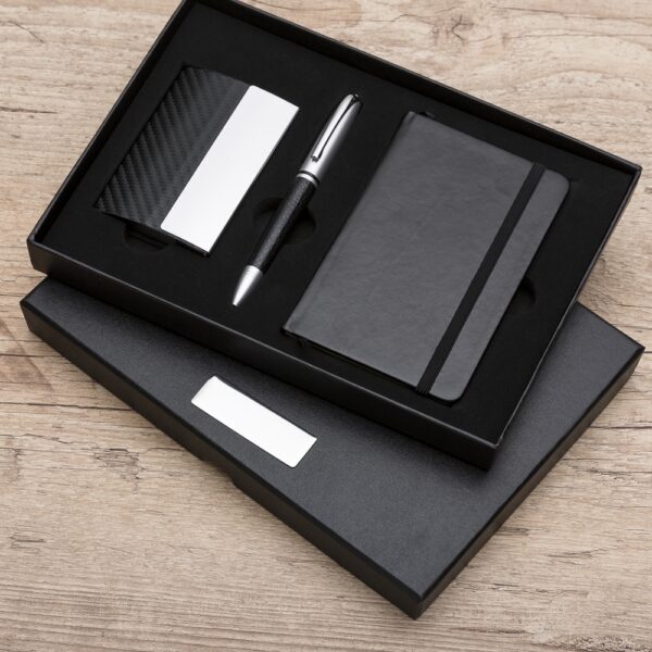 Conjunto Executivo Caderno Moleskine A6, Caneta Metal, Porta Cartão Couro Sintético e Estojo Presente S89901