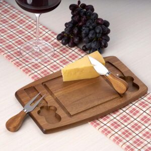Kit Queijos e Frios 3 Peças Madeira de Bambu e Inox  S72681