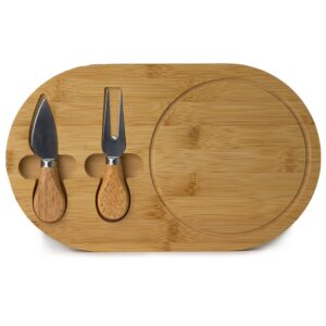 Kit Queijos e Frios 3 Peças Madeira de Bambu e Inox  S83051