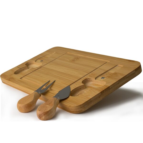 Kit Queijos e Frios 3 Peças Madeira de Bambu e Inox S93051 - Image 2