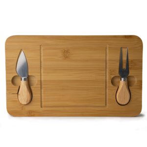 Kit Queijos e Frios 3 Peças Madeira de Bambu e Inox S93051