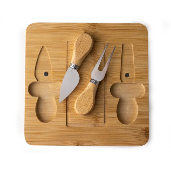 Kit Queijos e Frios 3 Peças Madeira de Bambu e Inox S78051 - Image 2