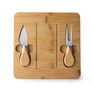 Kit Queijos e Frios 3 Peças Madeira de Bambu e Inox S78051