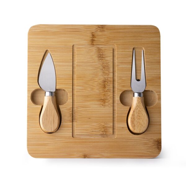 Kit Queijos e Frios 3 Peças Madeira de Bambu e Inox S78051