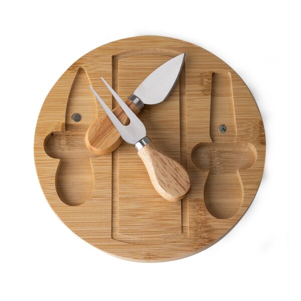 Kit Queijos e Frios 3 Peças Madeira de Bambu e Inox S68051 - Image 2
