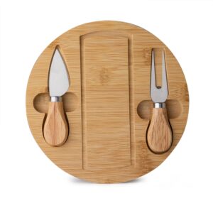 Kit Queijos e Frios 3 Peças Madeira de Bambu e Inox S68051