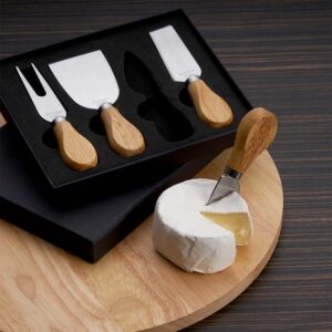 Kit Queijos e Frios 4 Peças Madeira de Bambu e Inox S22260