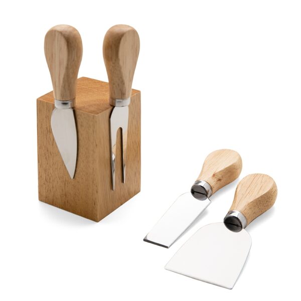 Kit Queijos e Frios 4 Peças Madeira de Bambu e Inox S02681 - Image 3