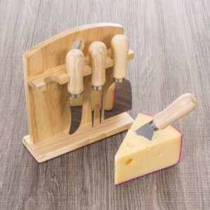 Kit Queijos e Frios 5 Peças Madeira de Bambu e Inox  S63240