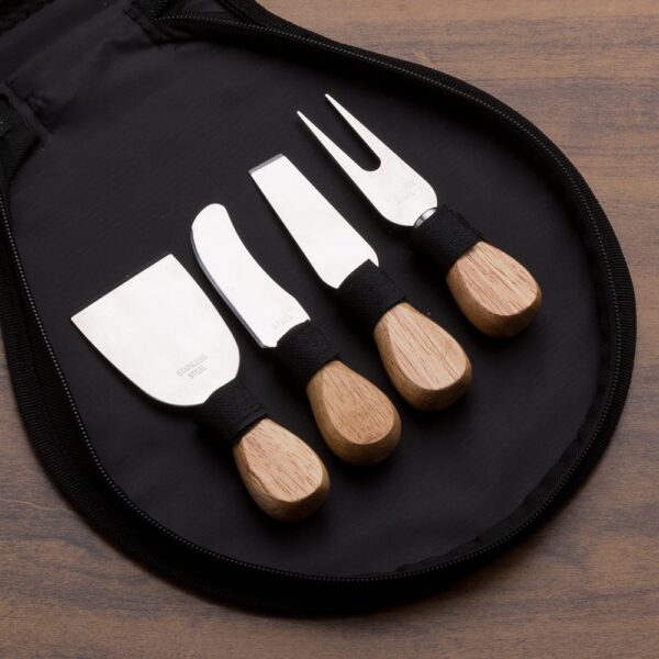 Kit Queijos e Frios 5 Peças Madeira de Bambu e Inox S22221 - Image 4