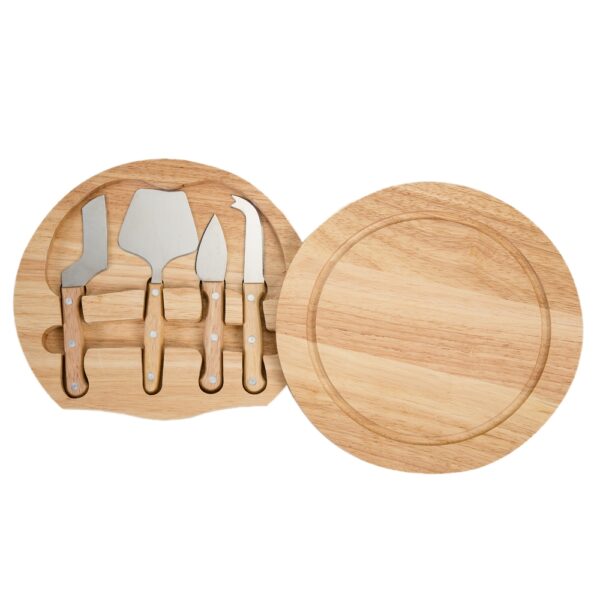 Kit Queijos e Frios 5 Peças Madeira de Bambu e Inox S24580