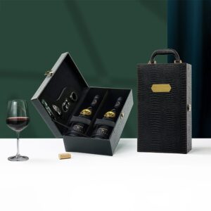 Kit Vinho 4 Peças Estojo Couro Sintético 2 Garrafas S59430 Sb59430