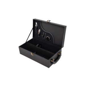 Kit Vinho 4 Peças Estojo para 2 Garrafas Couro Sintético Sb59430
