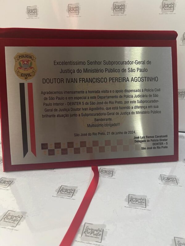 Placa de Homenagem Aço AISI com Estojo Porta Retrato Shomenagem