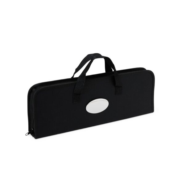 Kit Churrasco 9 Peças Aço Inox com Cabo Madeira Bambu e Estojo Nylon S39881 - Image 4
