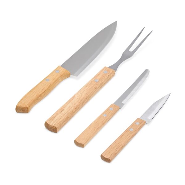 Kit Churrasco 5 Peças Aço Inox Cabo Madeira Bambu Estojo Cartão Sb79641 - Image 6