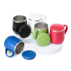 Caneca Inox Parede Dupla 370ml Tampa Plástica Antiderrapante S16781