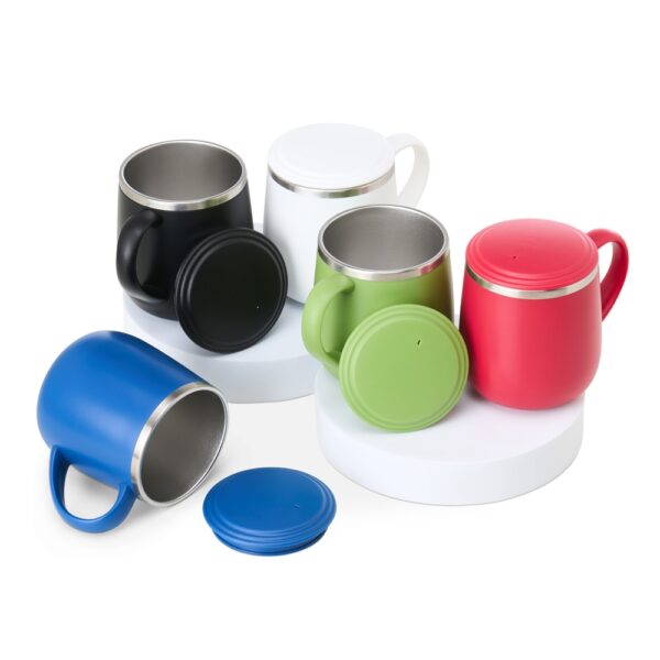 Caneca Inox Parede Dupla 370ml Tampa Plástica Antiderrapante S16781