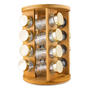Kit Porta Temperos com 16 Frascos de Vidro 85ml Suporte Goratório em Bambu S21251