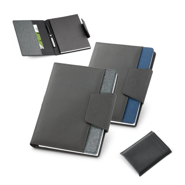 Conjunto Executivo Caderno Moleskine A5 e Capa em Couro Sintético e Tecido com Embalagem Sg88735
