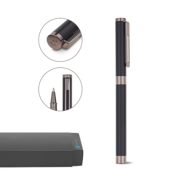 Caneta Executiva Luxo Roller Metal Preto Mate Escrita Preto Estojo Presente Sg70219