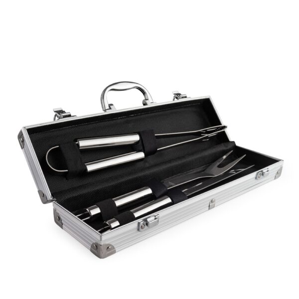 Kit Churrasco 3 peças Aço Inox Maleta de Aluminio S95720