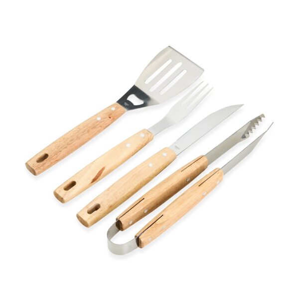 Kit Churrasco 4 Peças Inox e Madeira de Bambu com Estojo de Nylon S49881 - Image 2