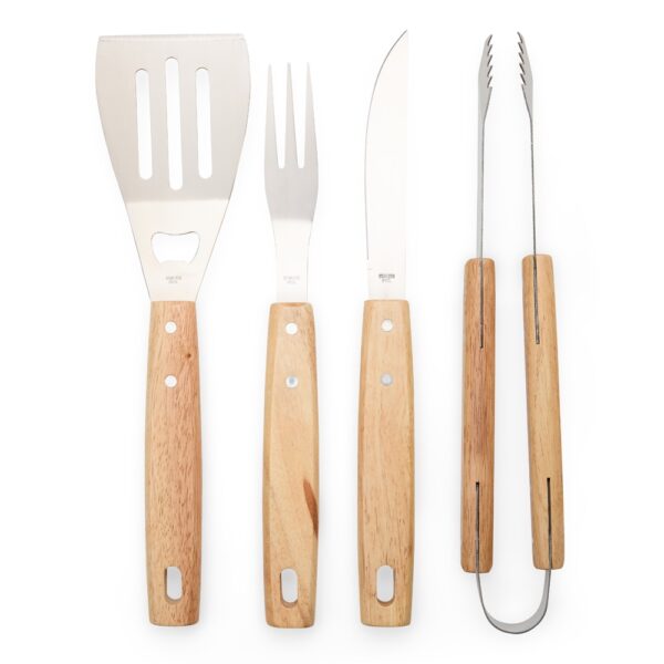 Kit Churrasco 4 Peças Inox e Madeira de Bambu com Estojo de Nylon S49881 - Image 4