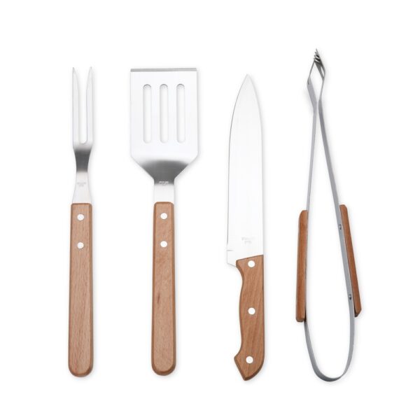 Kit Churrasco 4 Peças Inox e Madeira de Bambu com Estojo de Nylon S99180 - Image 4