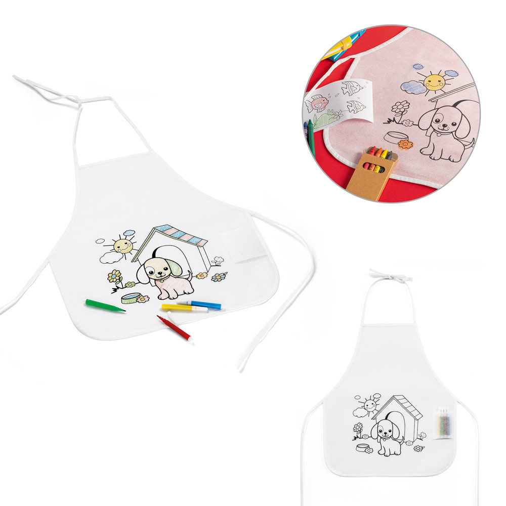 Avental Infantil Non-woven-TNT para Colorir com 6 Giz de Cera Sg43895 - Imagem 2