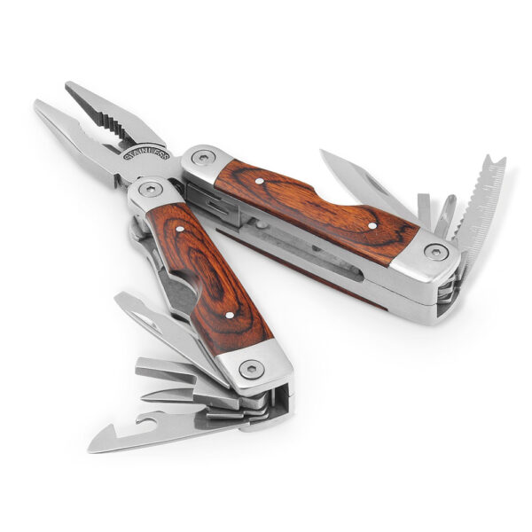 Ferramenta Kit Alicate Dobrável Multifunções Inox e Madeira Sg22049 - Image 3