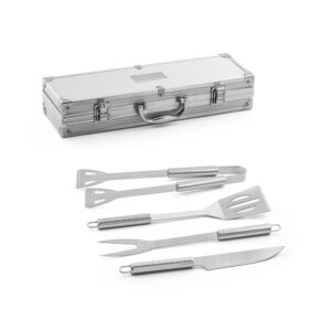 Kit Churrasco 4 Peças e Estojo Aço Inox Sg14149