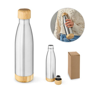 Garrafa Squeeze Térmica Inox e Bambu 550ml Sg63349