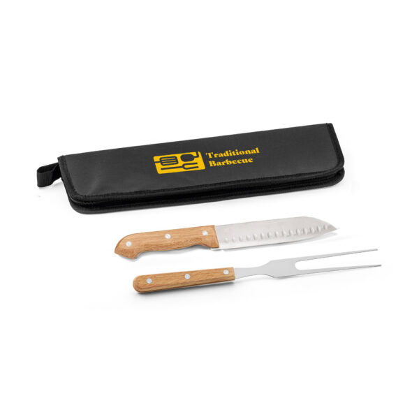 Kit Churrasco 2 Peças Faca Japonesa Inox e Madeira Estojo Sg56349 - Image 2