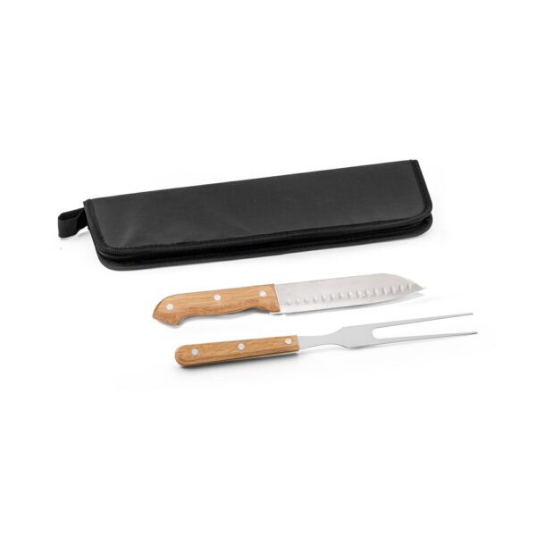 Kit Churrasco 2 Peças Faca Japonesa Inox e Madeira Estojo Sg56349