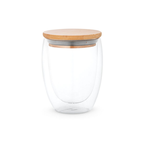 Copo de Café 350ml Vidro Borossilicato Isotérmico Tampa Bambu Sg76749 - Image 3
