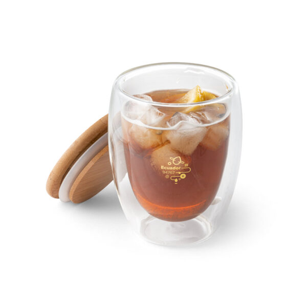 Copo de Café 350ml Vidro Borossilicato Isotérmico Tampa Bambu Sg76749 - Image 2