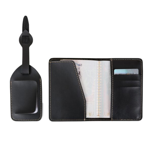 Kit Viagem Porta-passaporte e Tag Identificador de Bagagem Couro Sintético S82831