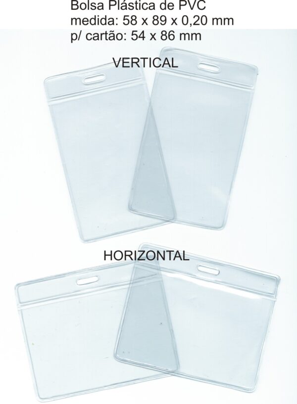 Bolsa Porta Crachá e Porta Credencial PVC Cristal Horizontal e Vertical Scracha
