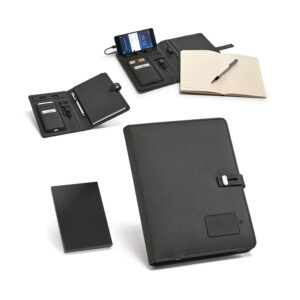 Pasta Executiva USB A5 Couro Sintético com Bateria Portátil Litio 4.000 mAhLed e Caderno 128f. Sg57025
