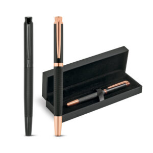 Caneta Executiva Luxo Roller Suave Relevo Escrita Preto Estojo Presente Sg74118